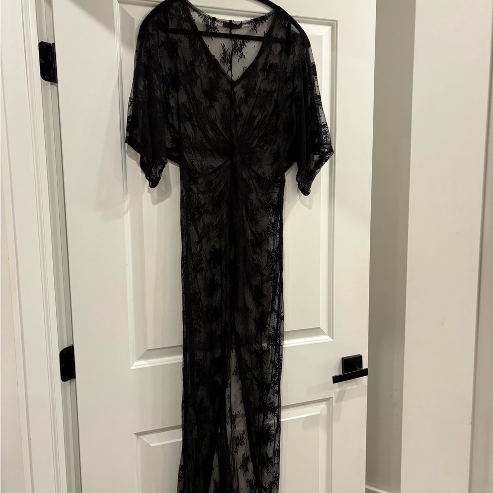 Sheer Black Lace Swim Cover Up